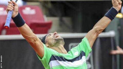 David Ferrer feliz después de una victoria. Fuente: BBC